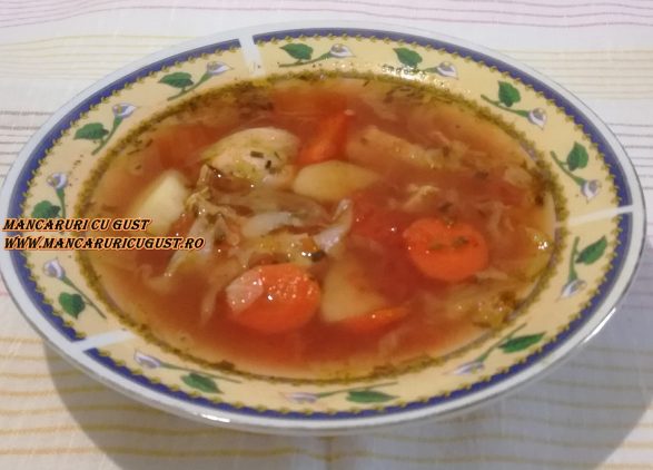 Bors cu varza si fasole reteta