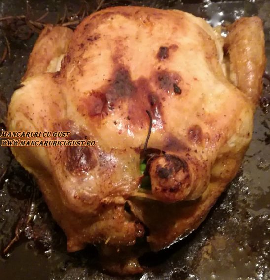 Pui umplut cu mazare verde si fenicul