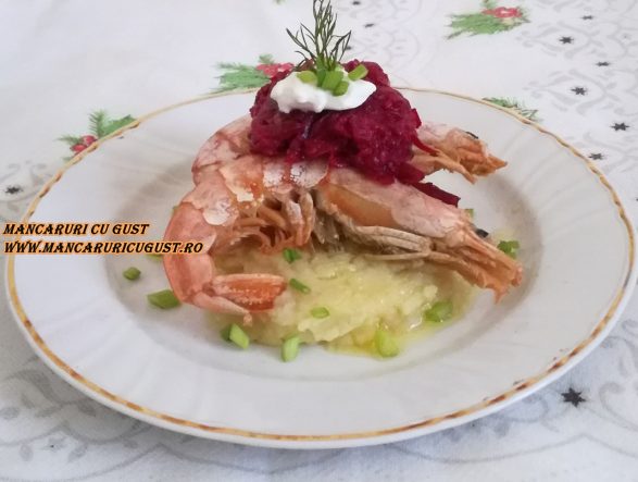 Reteta Creveti cu piure si salata